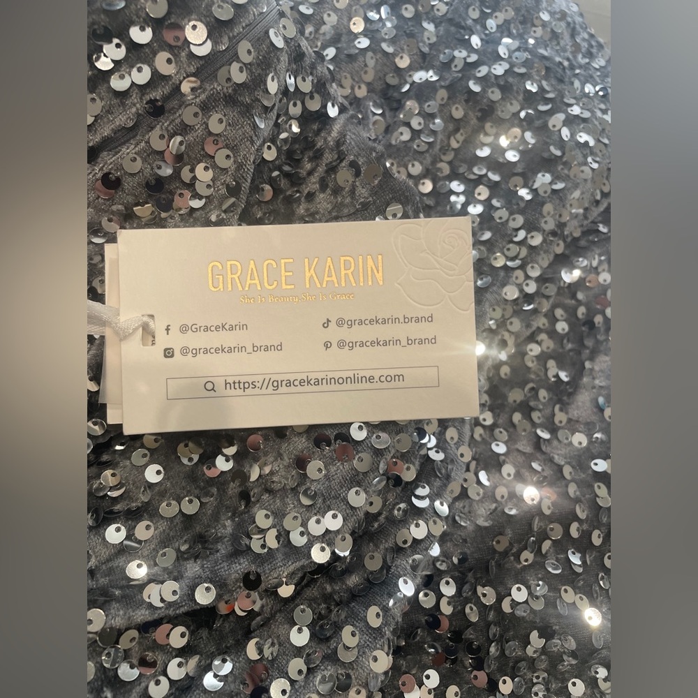 Grace Karin Silver Sequin Backless Dress - Picture 9 of 15